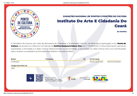 IAC-CE Conquista Certificado de Ponto de Cultura
